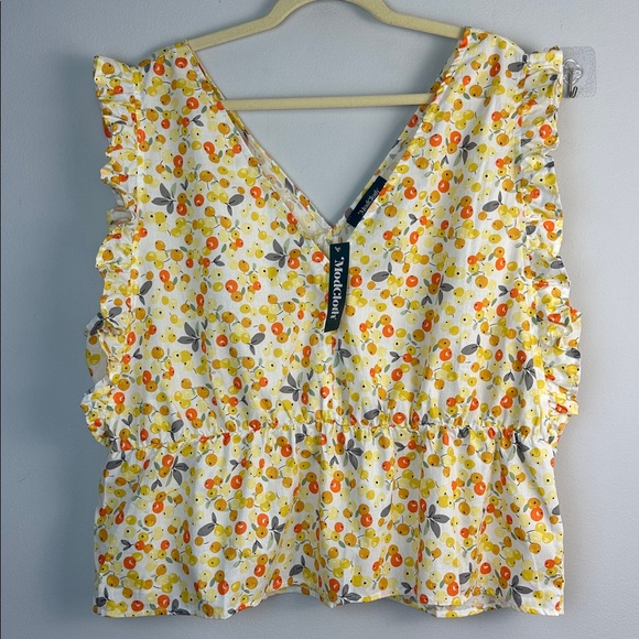 Modcloth Tops - NEW ModCloth Fruit Print Ruffle Sleeveless Tank Top Cotton Peplum Blouse Size 2X